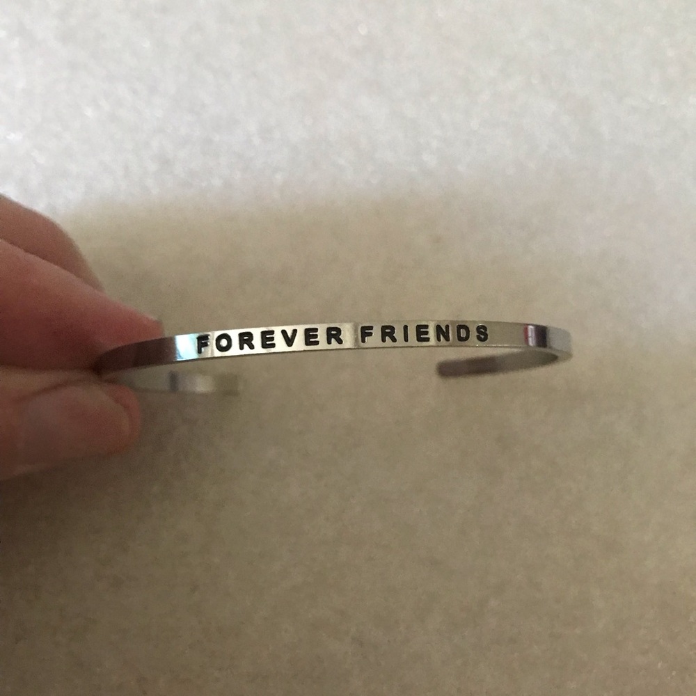 Forever Friends Silver Stamped Cuff Bracelet